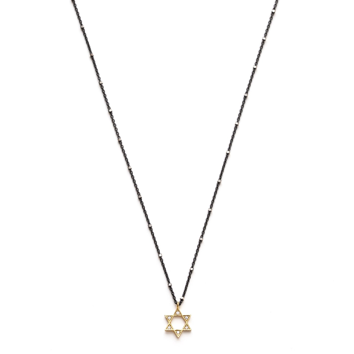 Three Tone Sterling Judaica Charm Necklace