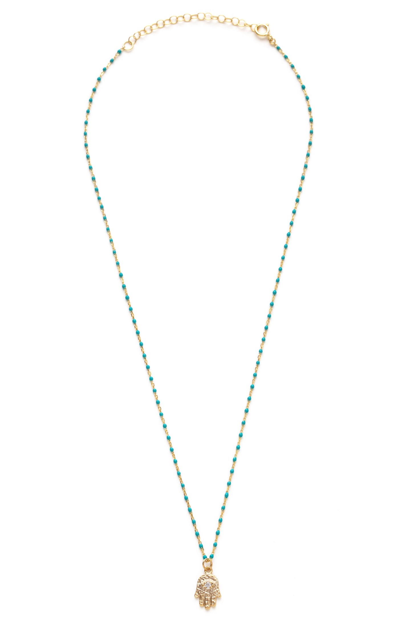 Jewish Symbol Charm Necklace on Enamel Beaded Chain