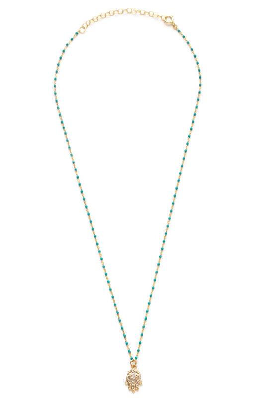 Jewish Symbol Charm Necklace on Enamel Beaded Chain