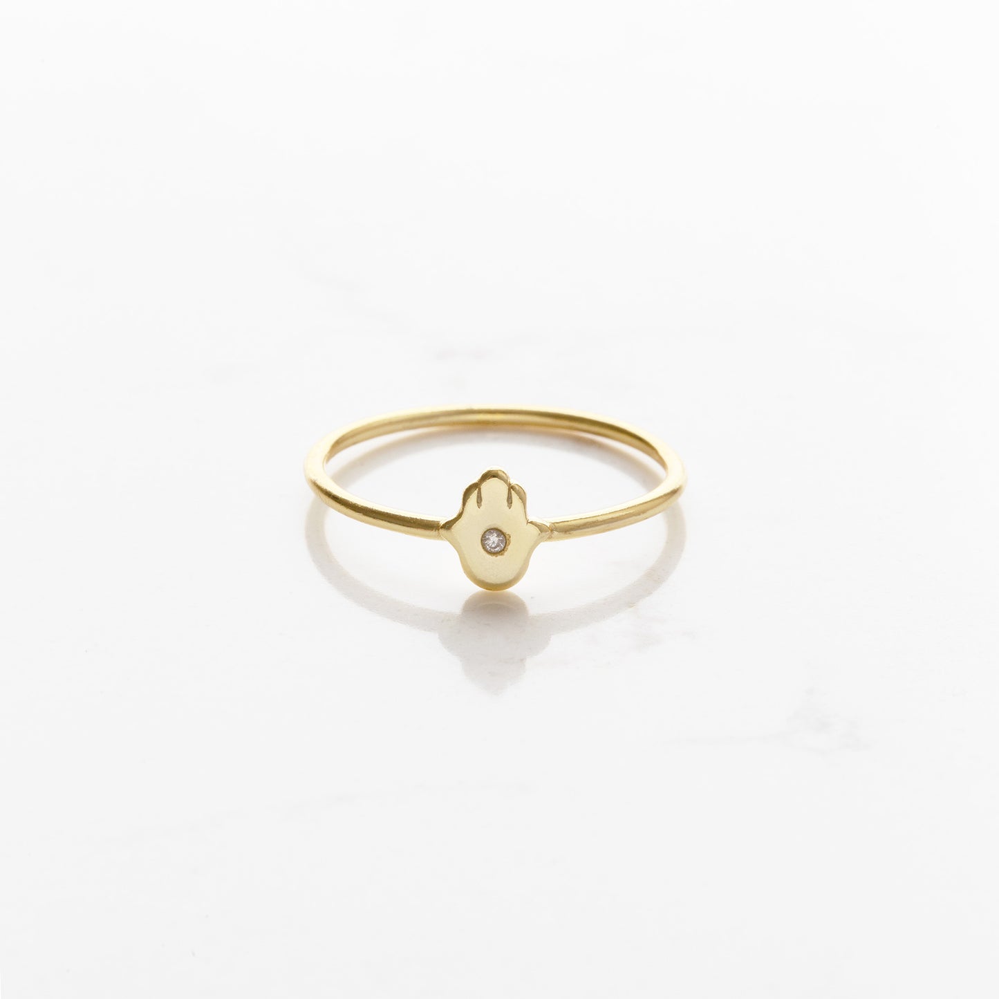 Tiny Crystal Hamsa Ring