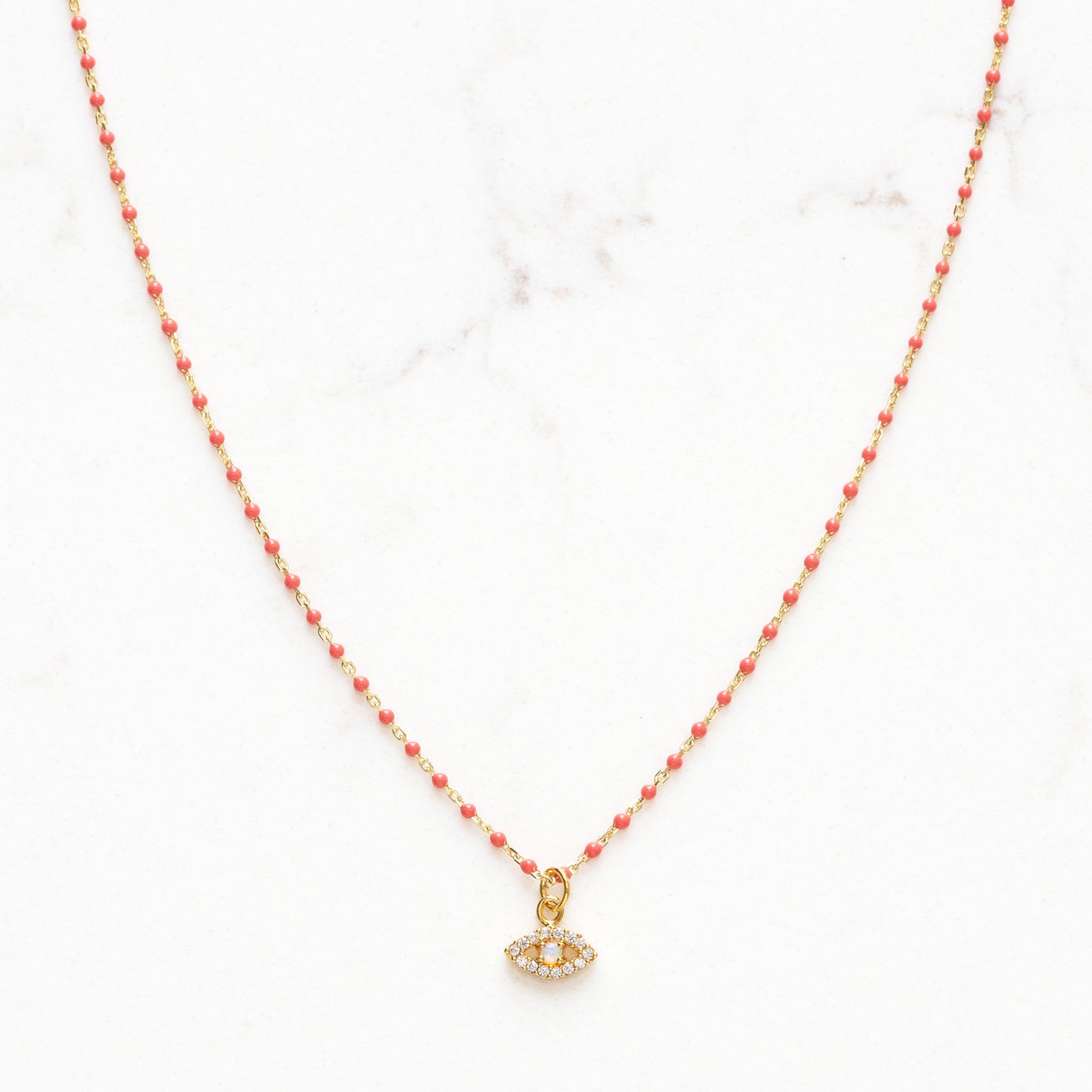 Jewish Symbol Charm Necklace on Enamel Beaded Chain