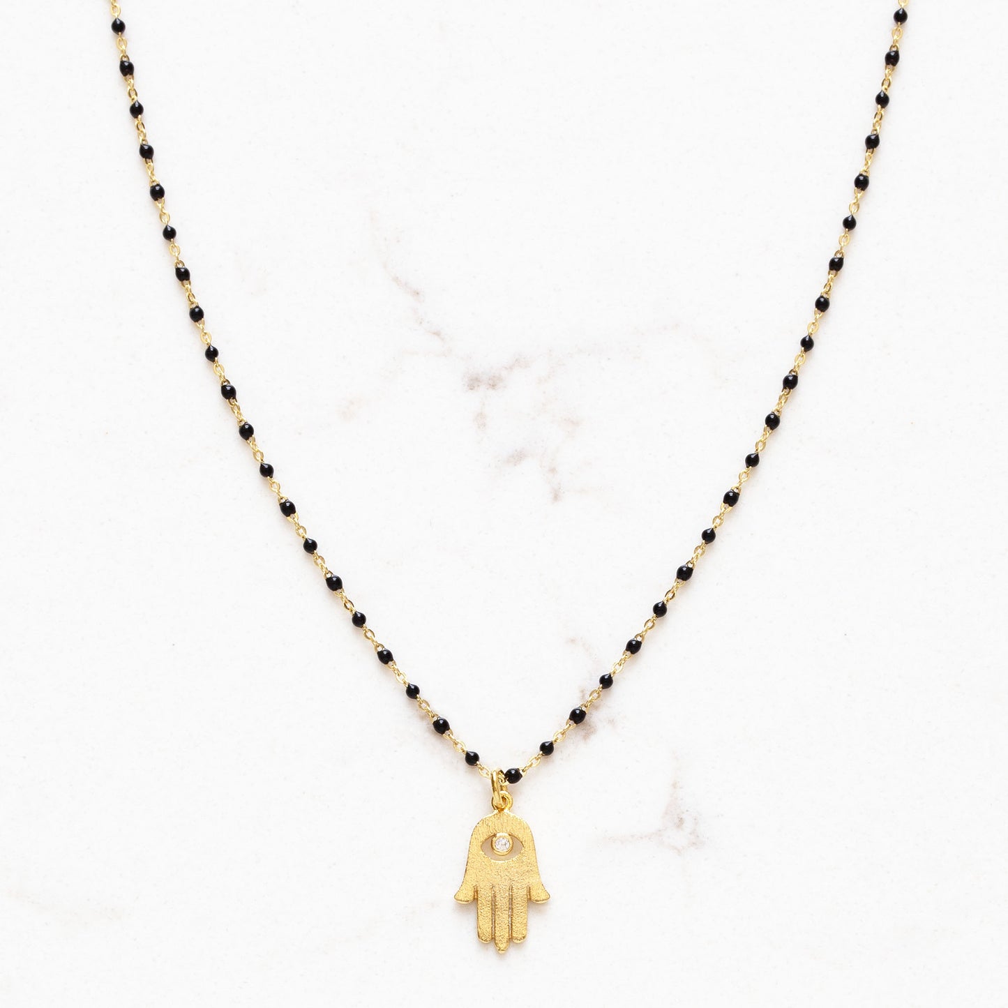 Jewish Symbol Charm Necklace on Enamel Beaded Chain