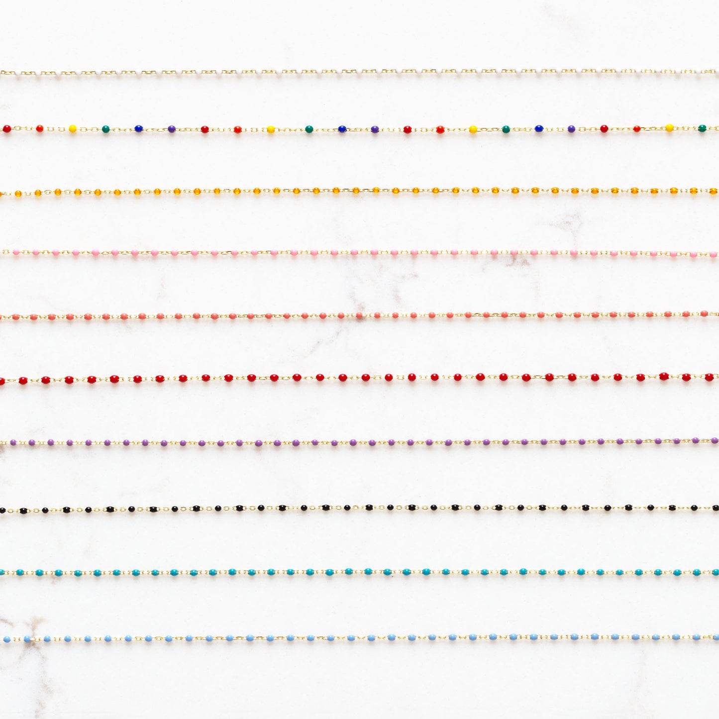 Jewish Symbol Charm Necklace on Enamel Beaded Chain